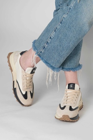Bestello Bağcıklı Termo Taban Sneaker 101-24614-08 Kadın Ayakkabı Bej