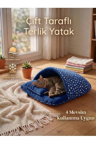 Terlik Model Çift Taraflı Kedi Köpek Yatağı