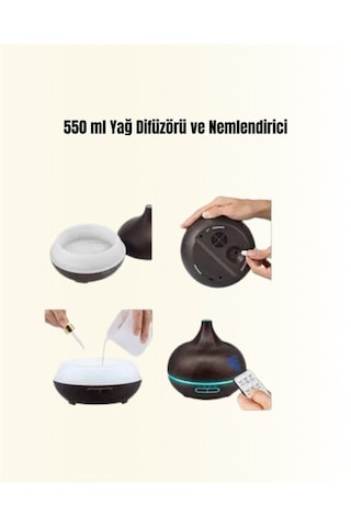 550 Ml Kapasiteli Ultrasonik Difüzör Yağsız Nemlendirici Kullanımıyla Uyumlu Yeni Nesil - Lisinya