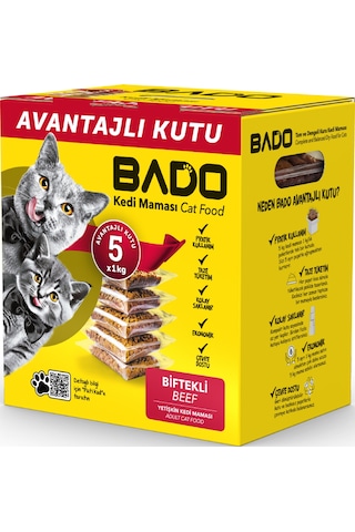 Bado Yetişkin Kedi Maması Etli 5x1kg
