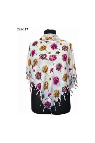 Dolce Cotton Desenli Sökme Boncuklu Eşarp 241-117 Çok Renkli