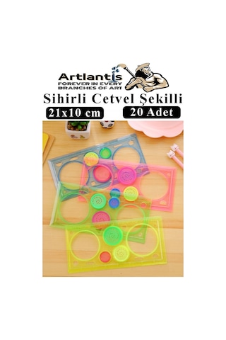 Sihirli Cetvel 20 Adet Plastik Sihirli Daire Cetvel Desen Şablon Çizim Okul Karne Hediye Çok Renkli