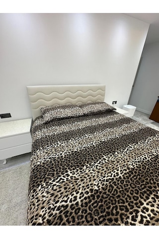 Tek Kişilik Kapitoneli Çok Amaçlı Örtü Seti 160x240 Çeyiz Seti Çeyiz Takımı Leopar Kahverengi