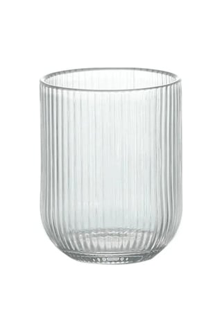 Lucca Minimalist Çizgili Şeffaf 4'lü Cam Su Meşrubat Bardağı - 280 Ml