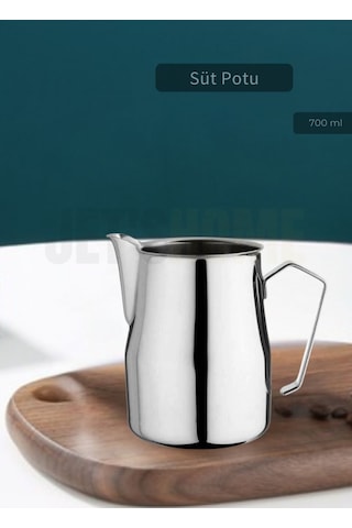 Süt Potu Paslanmaz Süt Köpürtme Sürahisi Çelik Pitcher 700 Ml