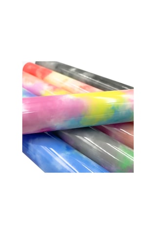 Bulutlar Suluboya Kravat Boya Isı Transferi Vinil Yap İşaret Desen Cricut Film 50 X 100cm Mavi Sarı