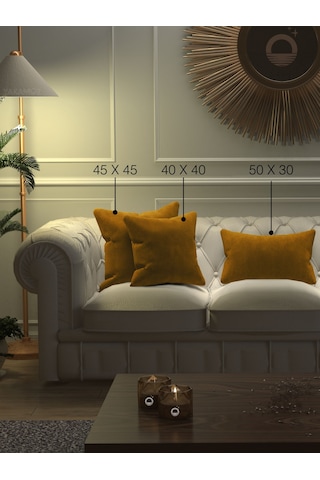 Br Yakamoz Balpeteği Sarısı Kırlent , Yastık Kılıfı Kadife Görünümlü Velvet Touch Serisi Balpeteği Sarısı