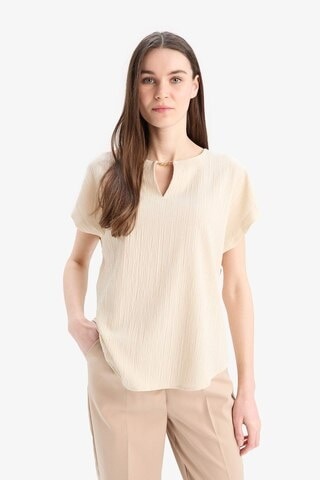 DeFacto Regular Fit Apaş Yaka Basic Düz Kısa Kollu Bluz E6586AX25SPBG722