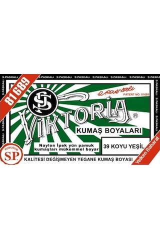 Viktoria Kumaş Boyası Koyu Yeşil 2Pk+Fiske Sabitleme 1Pk