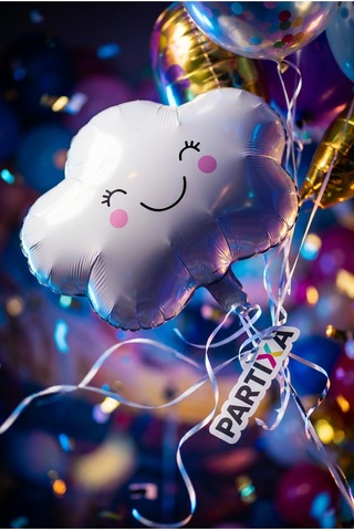 Sevimli Gülen Bulut Yüzlü Folyo Balon Doğum Günü Baby Shower Anaokulu Parti Süsleme Çok Renkli