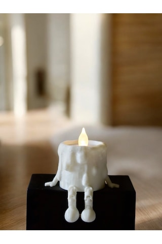 Hareketli Ayaklı Tealight Mum Figürü - Eriyen Sevimli Biblo Dekoratif Mumluk Çok Renkli