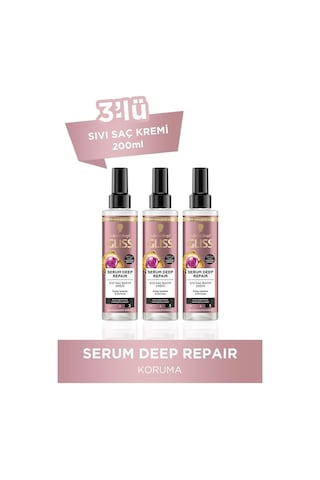 Schwarzkopf Gliss Serum Deep Repair Sıvı Saç Bakım Kremi 3 x 200 ML