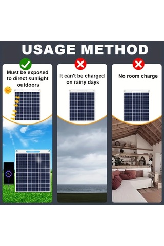 Xuweiwei 1 Takım Güneş Enerjili Şarj Paneli 14.48x29.97 Cm Taşınabilir Usb Şarj Cihazı Kampçılık Karavan Telefon Power Bank Fan El Feneri Ip44