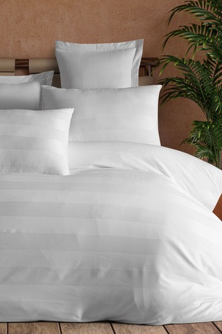 Enlora Home Max Yollu Saten Nevresim Takımı Çift Kişilik Beyaz