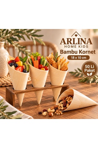 18 10 Cm Bambu Sunum Korneti 50 Li Pket