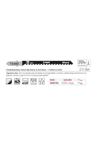 Sgs 2702 T244d Dekupaj Ağzı Ahşap Kesme Ucu 100mm X 6.4mm 5 Adet