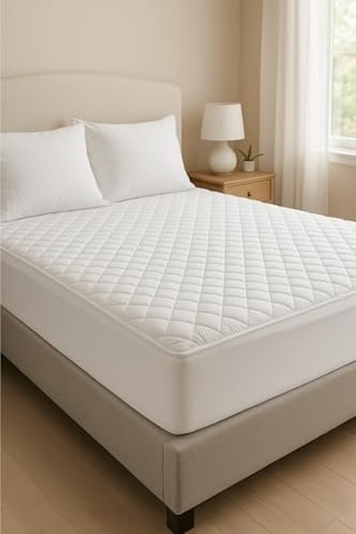 Yatak Alezi Pamuklu Kapitone Fitted Full Kenar Yatak Koruyucu Beyaz 120 X 200 Açık Indigo