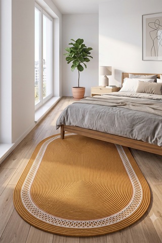 Jüt Hasır Oval Kilim Dekoratif Örgü Model Halı Salon Oturma Odası Mutfak Koridor Yatak Odası Banyo Balkon Yolluk Bohem Ev Dekoru 242hasırkrem