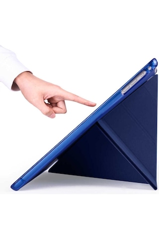 Fuchsia Apple Uyumlu iPad 9.7" 2017 5. Nesil İle Kılıf Kalem Bölmeli Tri Folding Katlanabilir Standlı Kapaklı Kılıf