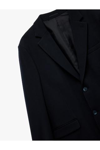 Koton Pike Kumaş Uzun Kollu Kapaklı Cep Detaylı Düğmeli Slim Fit Mono Yaka Blazer Ceket Lacivert 6wam50007hk Lacivert