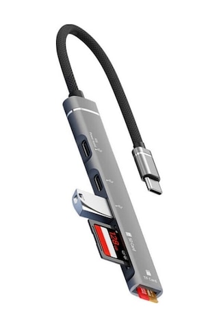 Thentech Type-c 5 İn 1 Hub Coklayici Adaptor Usb 3.0 Sd Tf Kart Okuyucu Laptop Telefon Uyumlu Donusturucu