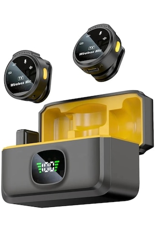 J6 Iphone Ve Android Uyumlu Mini Kablosuz Yaka Mikrofonu Göstergeli Led Şarj Kutulu Gürültü Azaltma