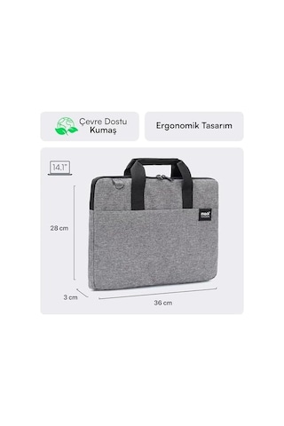Mack Cityfit Mcc-702 Laptop Çantası, Erkekler Ve Kadınlar İçin Profesyonel Bilgisayar Çantası, 13,3 İnç - 14.1 İnç Notebook Çantası, Evrak Çantası, Gri
