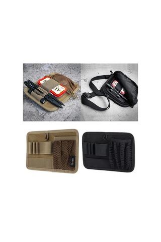 Hangfox Siyah Nilon Taktik Çanta İç Inserti - Modüler Ağızlı Çantalar İçin, El Feneri, Kalem, Anahtar Vb. Küçük Eşyalar İçin Organizatör Panel 19x13cm