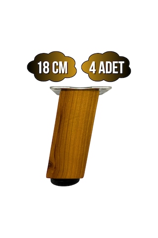 Kale Eğimli Ayarlı Ahşap Ayak Mobilya Masa Ve Dolap Ayağı 18cm 4 Adet Kiraz Kiraz Ağacı Kiraz
