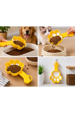Pati Şekilli Kedi Köpek Mama Ölçeği Mama Küreği Mama Kaşığı Porsiyon Ölçer Pratik Mama Kabı Ölçü Kabı