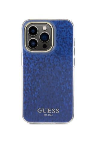 Apple Uyumlu iPhone 15 Pro Max Kılıf Guess Lisanslı Yazı Logolu Mirror Disco Kapak Mor