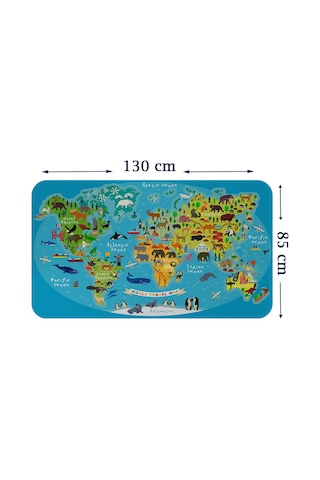 Eğitici Dünya Haritası Dünya Atlası Çocuk Ve Bebek Odası Duvar Sticker-85x130-3808 Çok Renkli
