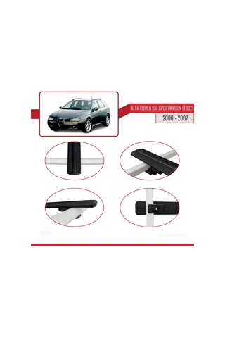 Alfa Romeo 156 Sportwagon T932 2000-2007 Arası İle Uyumlu Basic Model Ara Atkı Tavan Barı Siyah 3 Adet