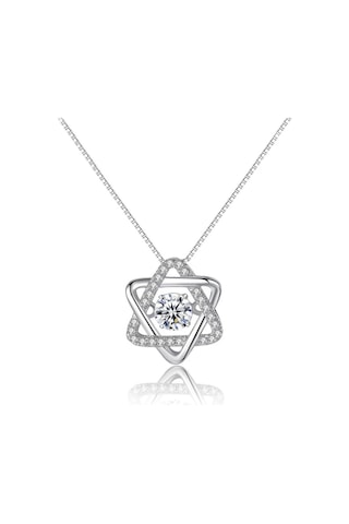 Brezza Lusso Jewelry Gümüş Titrek Swarovski Taşlı Üçgen Yıldız Kadın Kolye 45 CM