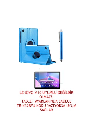 Tab M10 3.nesil Tb328fu Unisoc T328xu Zaae0015tr 360 Dönerli Kılıf 3lü Set Mavi