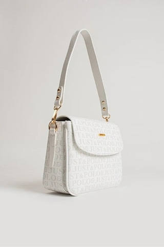 Just Polo Kadın Baskılı Ayarlanabilir Askılı Şık Ve Lüks El & Omuz Çantası Shoulder Bag Beyaz