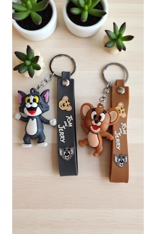 Tom Ve Jerry 2 Li 3d Silikon Çift Anahtarlık, Hediye&sevgili Anahtarlığı Çanta Aksesuar