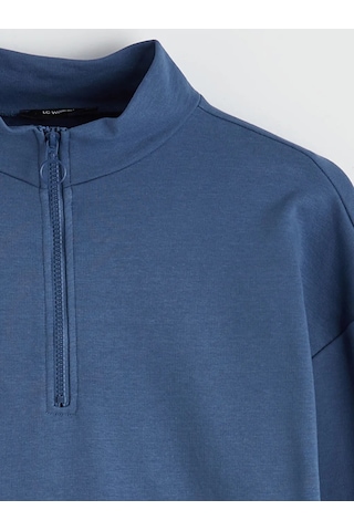 Lc Waıkıkı Mavi Dik Yaka Kadın Sweatshirt Tunik