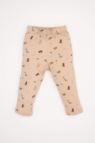 DeFacto Erkek Bebek Pijama Takımı Dinazor Desenli Uzun Kollu Penye Üst Beli Lastikli Uzun Alt D6811A5NSBG390 Bej