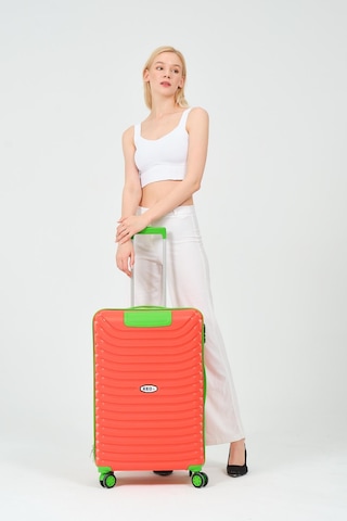 Keo-plus Turuncu-yeşil Orta Boy Silikon Kırılmaz Pp Valiz Turuncu - Yeşil