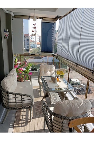 Kartepe Galvaniz Boru 2 1 1 Sehpa 60 90 Rattan Bahçe Balkon Takımı,kahve Rattan/krem Kumaş Kahve Rattan-krem Kumaş