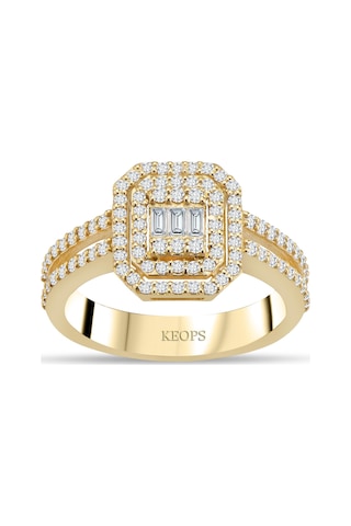 E Renk 0.75 Karat Baget Hanedan Yüzük Gold