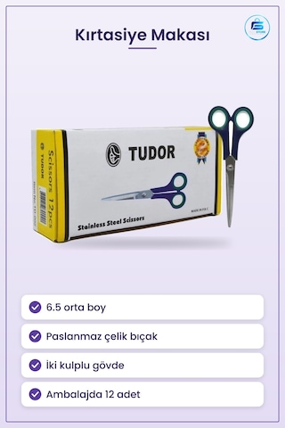 Orta Makas 6.5 Paslanmaz Çelik Kırtasiye Ofis Okul Kağıt Kesim Ev