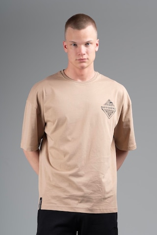 Maraton Sportswear Oversize Erkek Bisiklet Yaka Kısa Kol Basic Açık Vizon T-shirt 22694-açık Vizon
