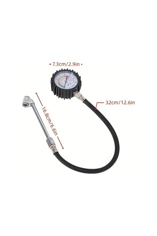 Boatshop1 Profesyonel Lastik Basınç Ölçer 1 Bilgisayar 0 220 Psı Uzatmalı Kauçuk Hortum Alaşımlı Çelik Gövde Otomobil Kamyon Motosiklet