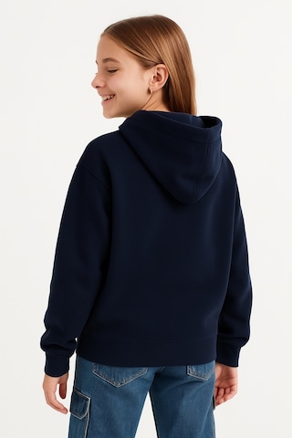 Kız Çocuk Basic Fermuarlı Kapüşonlu Okul Sweatshırt G2025-3-2 Lacivert