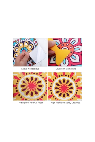 Reedark "su Yapışkanlı Pvc Duvar Çıkartması - Su Geçirmez, Yağ Dayanıklı, Çizilmeye Karşı Dayanıklı Dekorasyon 10x10cm " Çok Renkli