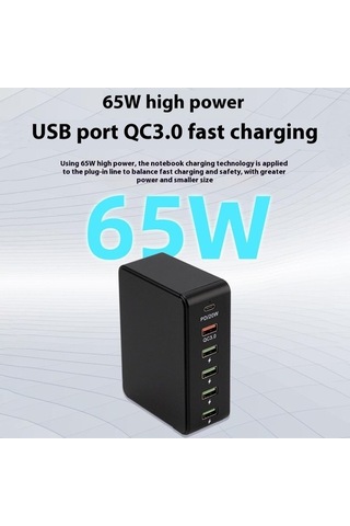 Tongxida 818pd Qc3.0 Pd 20w Hızlı Şarj İstasyonu, 5 Usb + 1 Type-c, Beyaz, Telefon Ve Tablet İçin Beyaz