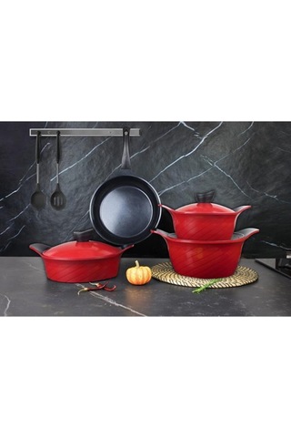 PRİMANOVA ANTHONY ALÜMİNYUM SIĞ TENCERE 24CM KIRMIZI