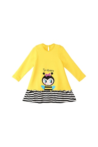 Denokids Arı Sarı Kız Çocuk Elbise Renkli Çok Renkli